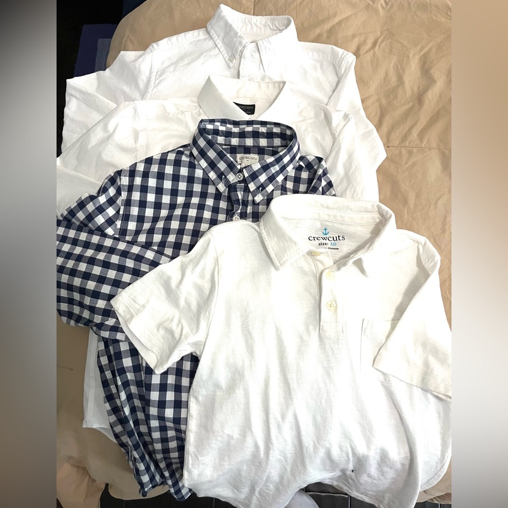 Crewcuts Boys Size 10 -bundle of 4 Blue and White and white Button Down shirt